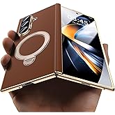 YOOVEI for Galaxy Z Fold 7 Case Luxury Leather with Screen Protector [Hinge Protection],Fit for Magsafe,Magnetic Kickstand & Ring Holder for Samsung Zfold 7 Case Brown