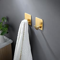 DELITON Adhesive Towel Hooks Gold - 4 Pack Towel