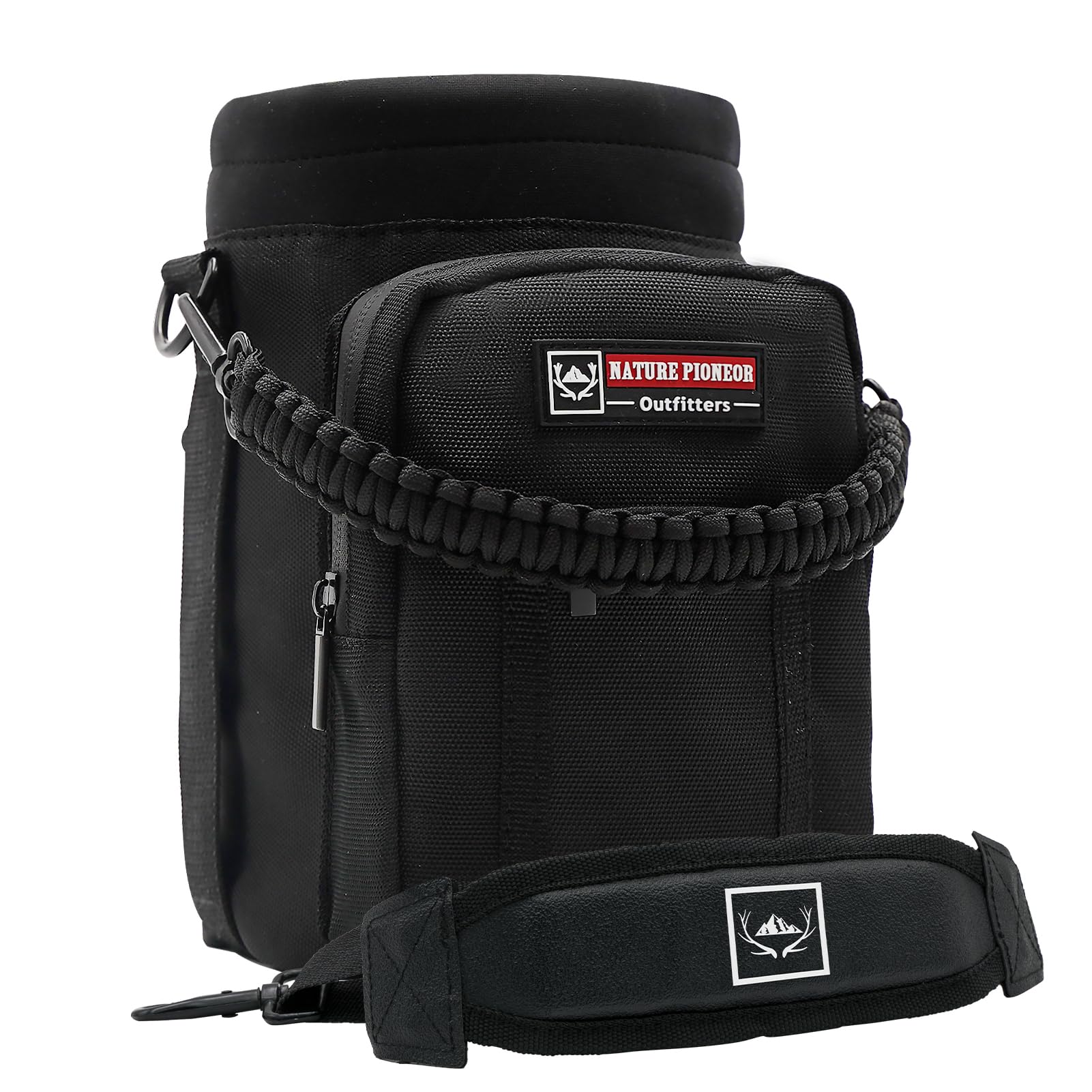 Photo 1 of NATURE PIONEOR Water Bottle Carrier with Adjustable Strap - 26/36/46/64oz Insulated Water Bottle Holder Sling Sleeve with Paracord Handle & 2 Storage Pockets, Hiking, Camping, Gym