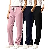 Real Essentials 3 Pack: Girls' Fleece Open Bottom Soft Athletic Performance Casual Sweatpants(Ages 7-16)
