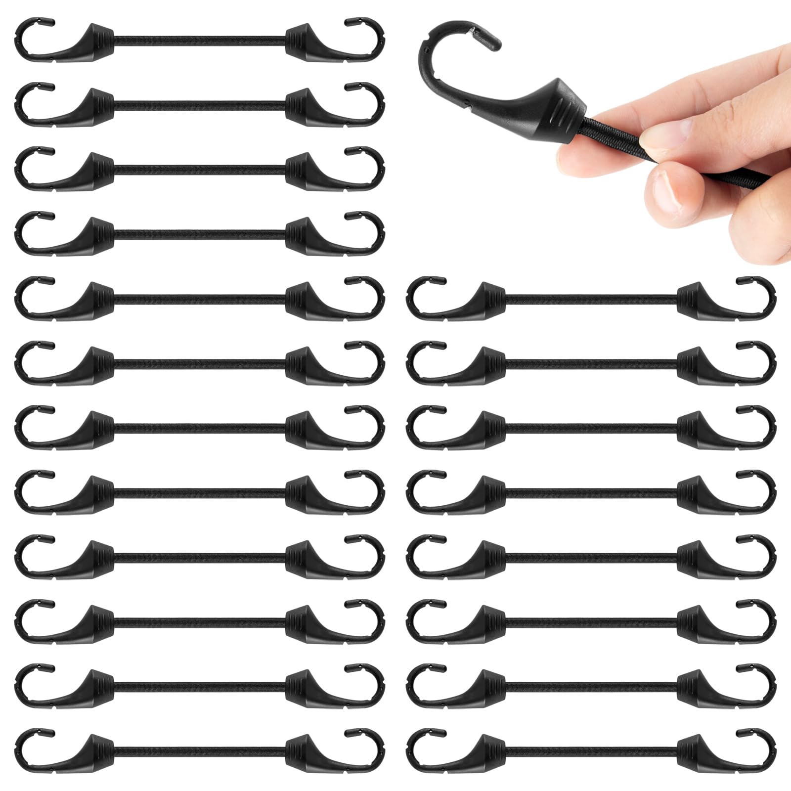 Bungee Cords With Hooks 2 Inch, 20 PCS Short Bungee Cords With Hooks, Bungee Straps With UV Resistant, 5 MM Diameter Elastic Straps With Hooks for Basic Securing