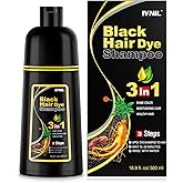 Ivnil Black Hair Dye Shampoo 3 in 1 Semi Permanent Hair Color Shampoo for Women & Men for Gray Hair Coverage, Natural Herbal Ingredients shampoo para pintar el cabello