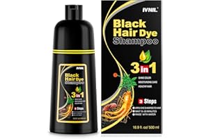 Ivnil Black Hair Dye Shampoo 3 in 1 Semi Permanent Hair Color Shampoo for Women & Men for Gray Hair Coverage, Natural Herbal Ingredients shampoo para pintar el cabello