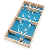 Motionchic 1 Sets 23.6 x 11.8 Inches Table Top Wooden Bowling Game | Wooden Bowling Board Game, Fun Board Games for Adults, Family Indoor and Outdoor Games