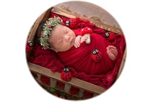 Zeroest Newborn Photography Wrap - Newborn Photoshoot Props for Boys & Girls - Stretch Knit Blanket for Baby Photo Prop (Red, Small)