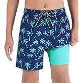 Cozople Boys Swim Trunks Compression Liner Swim Shorts Quick Dry Bathing Suit with Boxer Brief Swimwear 2-20T