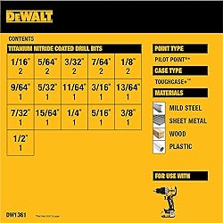 DEWALT Titanium Nitride Coated Drill Bit Set, Pilot
