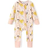 Disney Princess Ariel Belle Moana Mickey Minnie Baby Organic Cotton Footie Zipper Pajamas Newborn Infant Romper