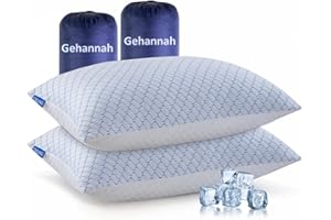 Gehannah Travel Pillow - Large 2 Pack Compressible Camping Pillow for Sleeping - Shredded Memory Foam with 2 Storage Bags - Supportive for Adults, Kids, Outdoor, Backpacking, Hiking Gear