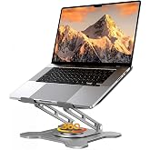 JCZT 360&deg; Rotating Laptop Stand for Desk, Metal Foldable Laptop Riser, Gray | Ergonomic Portable Adjustable Laptop Stand, Ventilated Cooling Notebook Holder for MacBook Air Pro, All 10-16'' Laptops