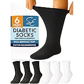 Special Essentials Diabetic Socks for Men & Women – 6 Pairs of Non-Binding Moisture-Wicking Neuropathy Socks – Crew Length