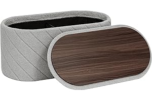 CAIPINFUL 29.9inchs Storage Ottoman with Tray,Boucle Ottoman Bench Folding,Faux Fur Foot Rest Stool for Living Room,Bedroom,E