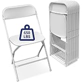 hiLISS White Folding Chairs 10-Pack,Portable Events Chairs, Plastic Folding Chair, Stylish 650 lb Capacity for Party, School and Church