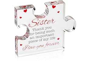 Birthday Gifts for Sister - Engraved Acrylic Block Puzzle Present - Cute Birthday Gifts from Besties, Happy Birthday Sister G