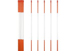 Anley 20 Pack 48" Reflective Driveway Markers, Snow Stakes with Fiberglass Pole & Hammer Cap - 4 Ft High Visibility Safety Markers Reflective Strip for Snow Plowing and Landscape (1/4" Dia, Orange)