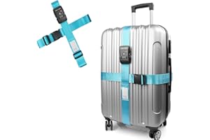 Travel Inspira Luggage Straps TSA Approved with TSA Lock Adjustable Luggage Straps Combination Lock for Suitcase Nylon Suitcase Travel Belt‎ TSA Approved Buckle Included Tags identifiers (Blue)