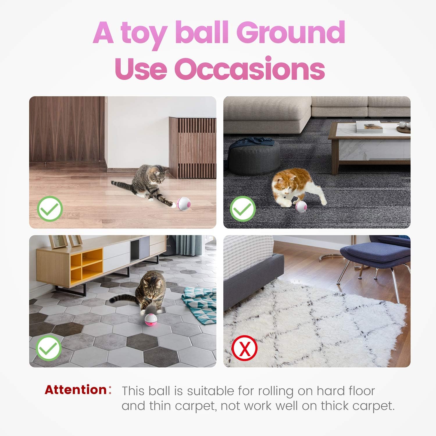 IOKHEIRA Interactive Cat Toys Ball (3rd Gen) Wicked Ball for Indoor Cats, Auto 360° Self-Rotating & USB Rechargeable with LED Red Light Toy for Your Kitty : Pet Supplies