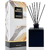Urban Naturals Mahogany Coconut Reed Diffuser Oil Set – Mahogany, Coconut, Sandalwood, Vanilla & Oakmoss – 5 Ounce Sleek Black Rectangular Refillable Glass Bottle – Made in The USA