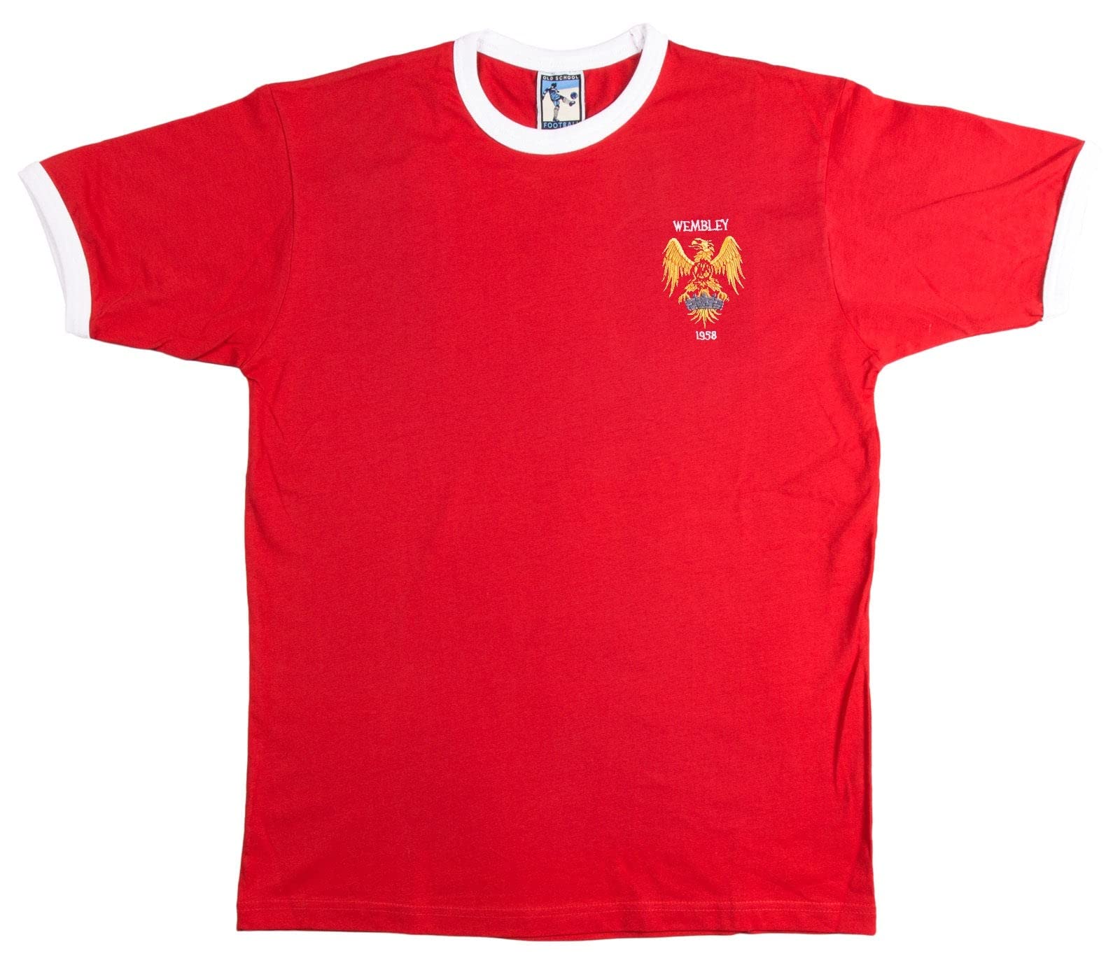 Manchester U. 1958 Retro Football T Shirt Embroidered Logo (XL)