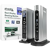 Plugable 16-in-1 Thunderbolt 4 Dock – Dual 4K Monitors for M4 MacBook Air/Pro, 100W Charging, 2X HDMI, 2X DisplayPort, 2.5G E