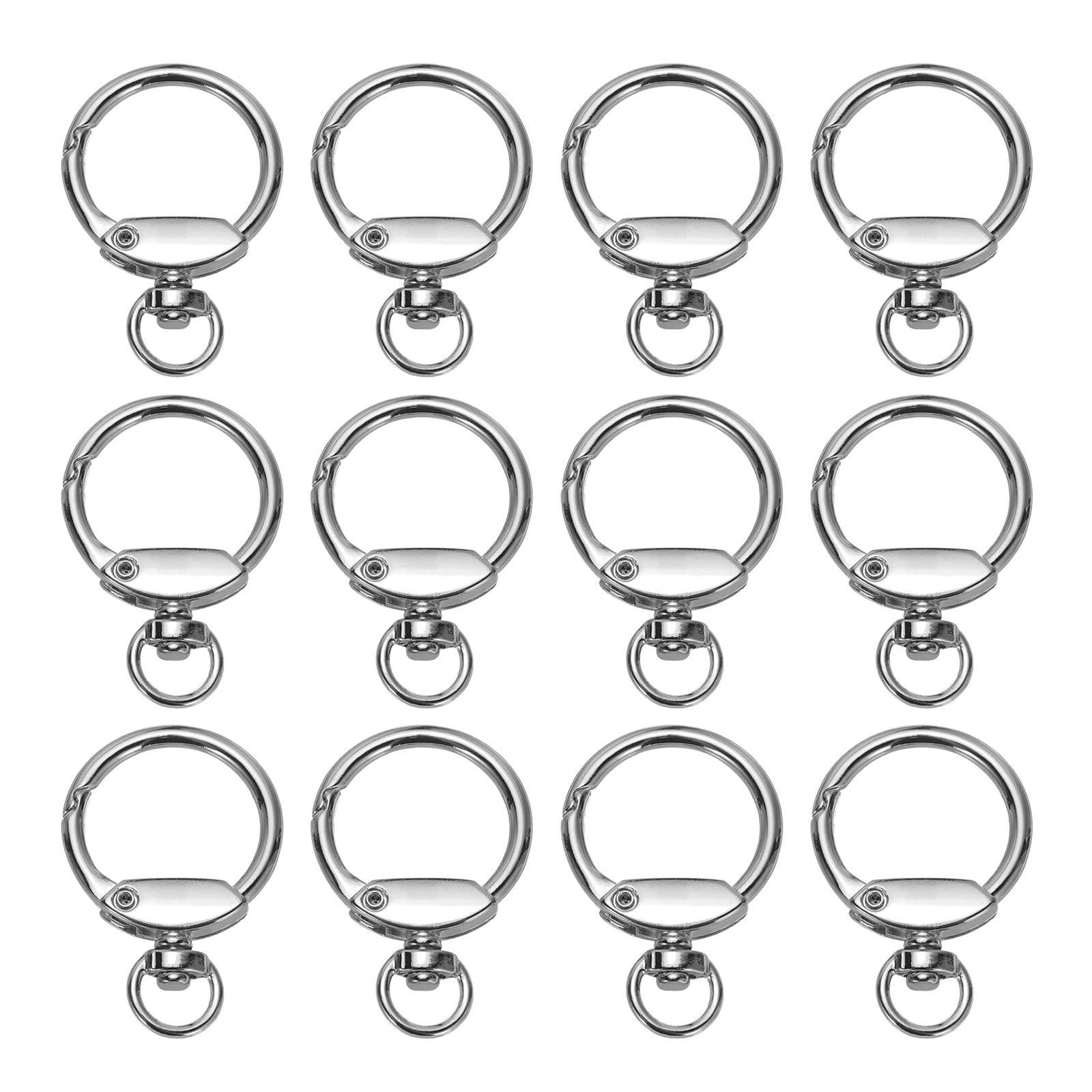 PATIKIL Round Spring Snap Hooks, 12 Pcs Spring O Rings Zinc Alloy Swivel Ring Trigger O Rings Buckle for Purse Handbag DIY Accessory, Silver