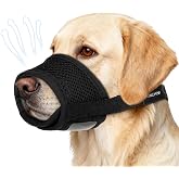 VINCHINI Soft Dog Muzzle for Anti Biting &amp; Barking &ndash; Secure &amp; Breathable Mesh Mouth Guard for Grooming, Vet Visits, and Walks - Fits Small, Medium, Large Sized Dogs (Black-M)