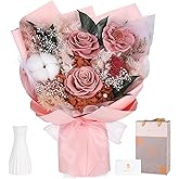 Preserved Bouquet of Flowers - Flesh Forever Flowers for Delivery, Real Eternal Roses Bouquet, Anniversary Birthday Valentine Gifts for Women Mom Grandma Her Wife Girlfriend, Carnation Pink