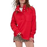 Locachy Womens Casual Oversized Sweatshirt Long Sleeve Button Henley Neck Pullover Tops Fashion Outfits Clothes