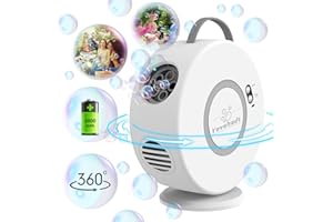 YEVOHADT Bubble Machine for Kids Toddlers,Automatic Bubble Blower Rechargeable, 90° 360° Auto Rotatable Portable Bubble Maker Electric Bubbles Toy for 3 4 5 6 7 8 Year Old, Outdoor Wedding Party Gifts