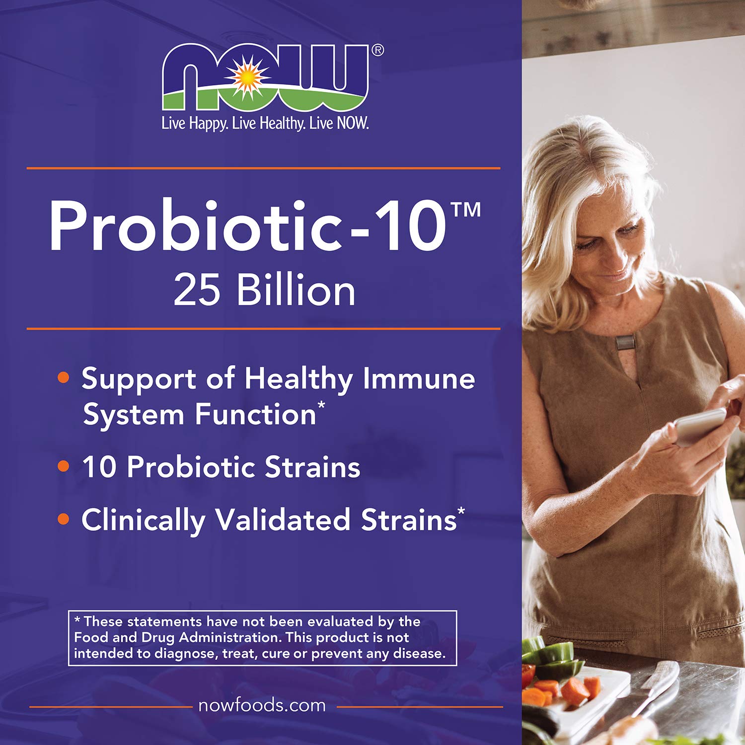 NOW Supplements, Probiotic-10, 25 Billion, with 10 Probiotic Strains, Strain Verified, 50 Veg Capsules: Health & Personal Care