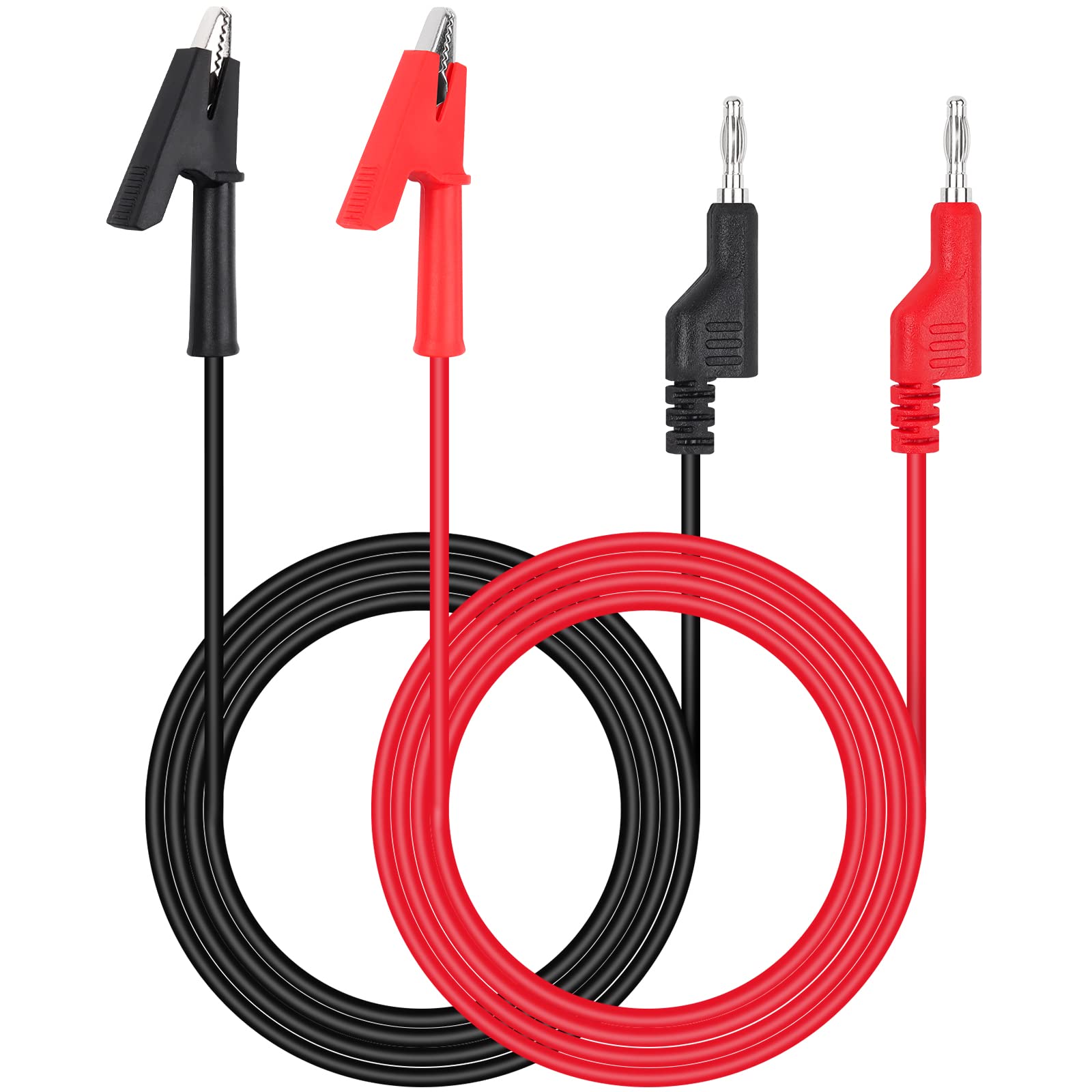 Hanibos 2PCS Multimeter Test Leads - 4mm Banana Plug to Alligator Clip, 1000V/19A