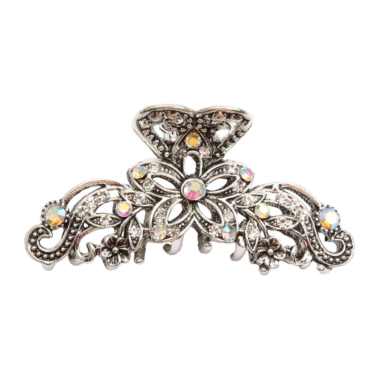 Tabanzhe Vintage Hair Claw Clip-Shiny Rhinestone Hollow Flower Claw Sparkly Gems Retro Metal Hair Grip Clamp for Women Girls Wedding Bridal Decoration