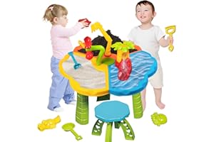 CHERUBFUNZ Water Table for Toddlers, Summer Water Sand Table Toys Set, Beach Animal Molds and Chair, Sand Water Table for Kids Boys Girls Aged 3 4 5 6 7