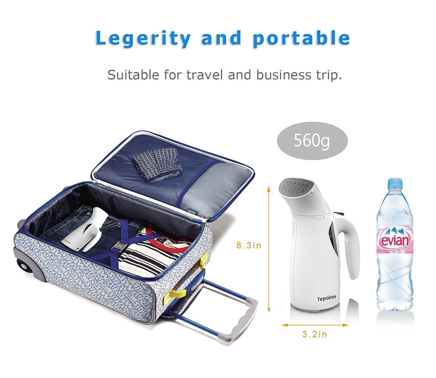 Tepoinn Clothes Steamer for Travel Garment Steamer Portable Fabric Steamer (one gear)