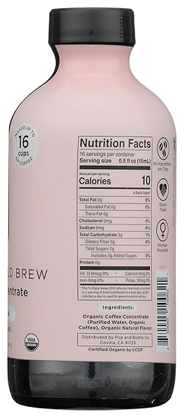 POP AND BOTTLE ORGANIC VANILLA SUPER CONCENTRATE COFFEE, 8 FZ