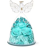 Valentines Day Preserved Flower Rose Gifts for Women, Forever Eternal Fresh Flowers Flores in Glass Angel Figurines for Delivery for Grandma Mom Sister Her Wife Mothers Day from Daughter Birthday
