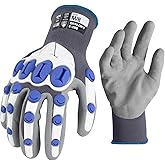 Graloky Safety Work Gloves Men Women, Impact Gloves with TPR Protection, Cut Resistant Gloves with Anti-Slip Nitrile Palm,Touch Screen Mechanic Heavy Duty Glove,Impact Resistant Glove for Construction