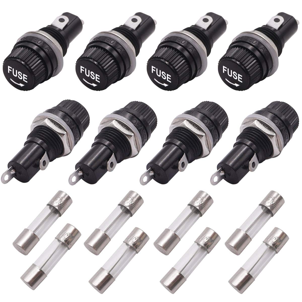 Tnisesm 8 Pcs Panel Mounted 5x20mm Screw Cap Fuse