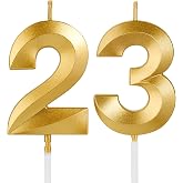 Birthday Candles, 1.96 Inch Number 23 Happy Birthday Candles, Number Candles Decoration for Birthday Party and Anniversary Celebration(Champagne Gold)