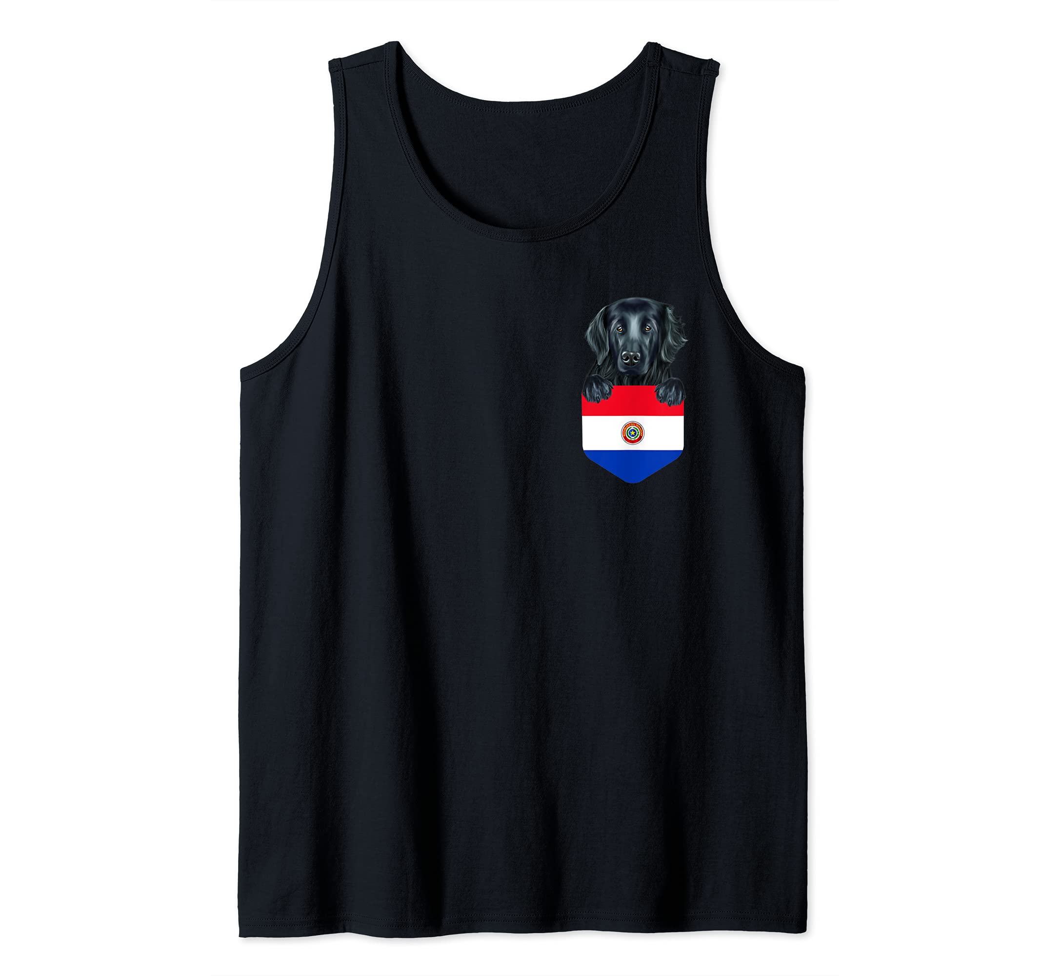 Paraguay Flag Flat-Coated Retriever Dog In Pocket Tank Top
