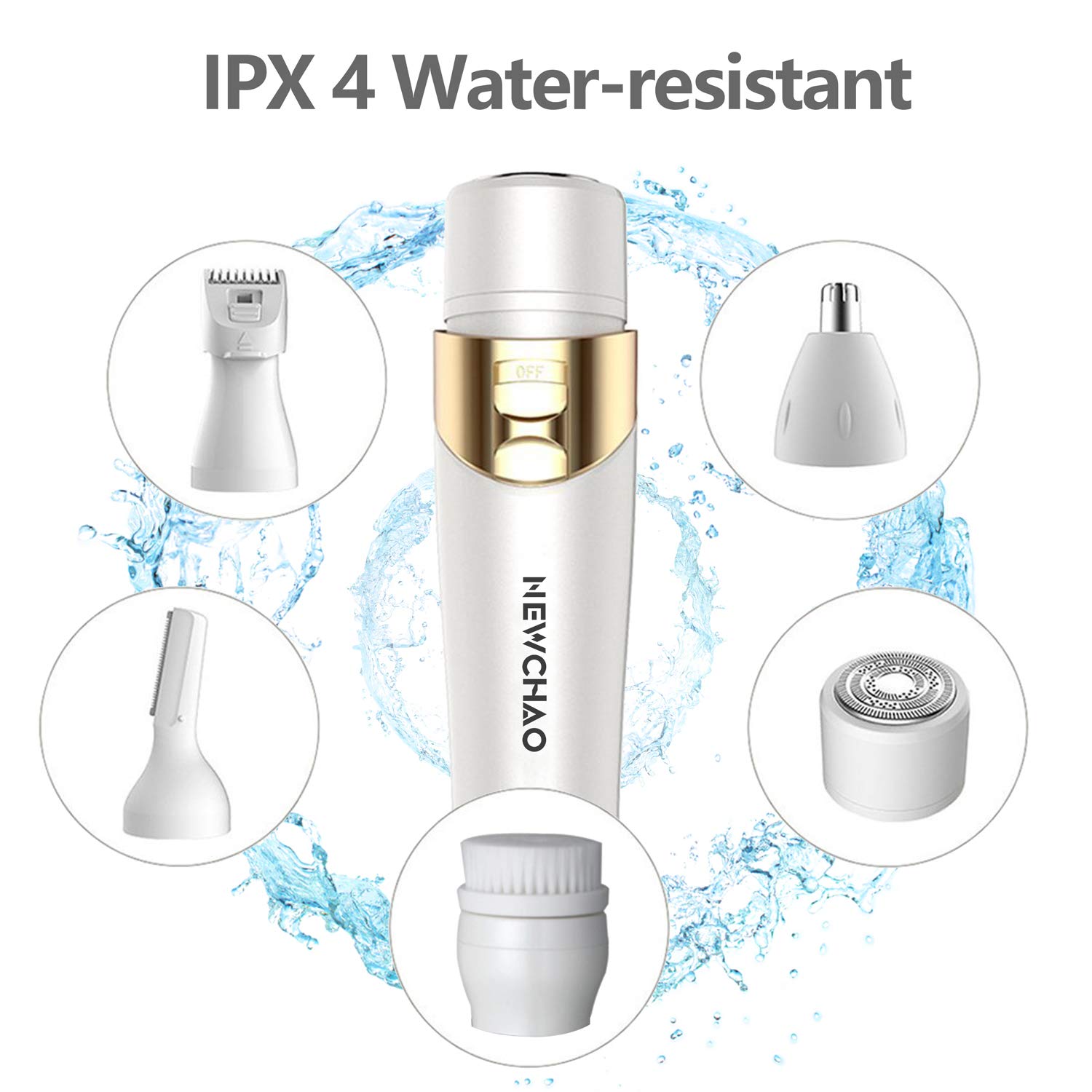 Facial Hair Removal for Women Hair Remover, 5 in 1 Painless Facial Body Shaver, Eyebrow Razors Epilator, Nose Bikini Hair Trimmer with USB Charging