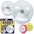 The Daddy Caddy - Kitchen Sink Sponge Holder with Suction Cup - Smiley Face Organizer Keeps Mommy and Daddy Clean and Dry - Scrub Caddy by Storage Theory (White, 2 Pack)