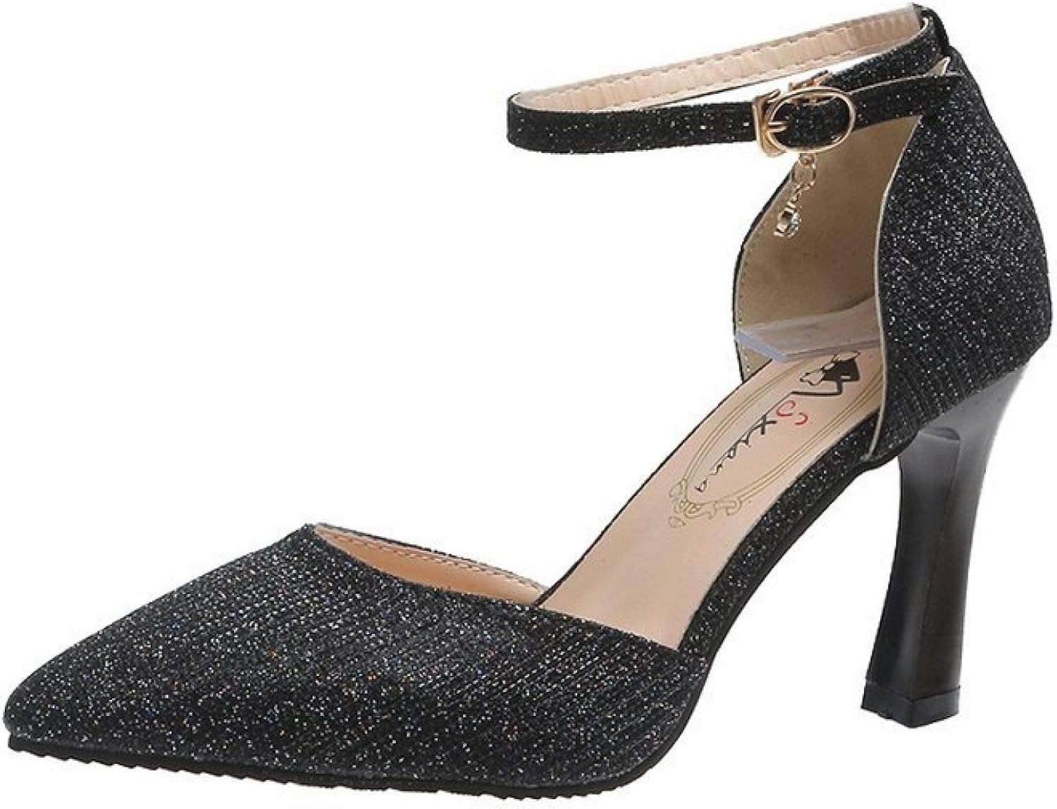 Amazon.com | Woman Strappy Block Heels Sandals Comfortable Pointy Toe Banquet Prom Pumps with 