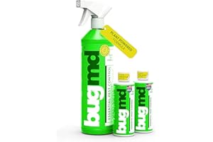 BugMD Starter Kit - Pest Oil Insect Solution Concentrate (2 Pack) - Plant-Powered Home Bug Spray, Bed Bug Killer + Reusable Spray Bottle