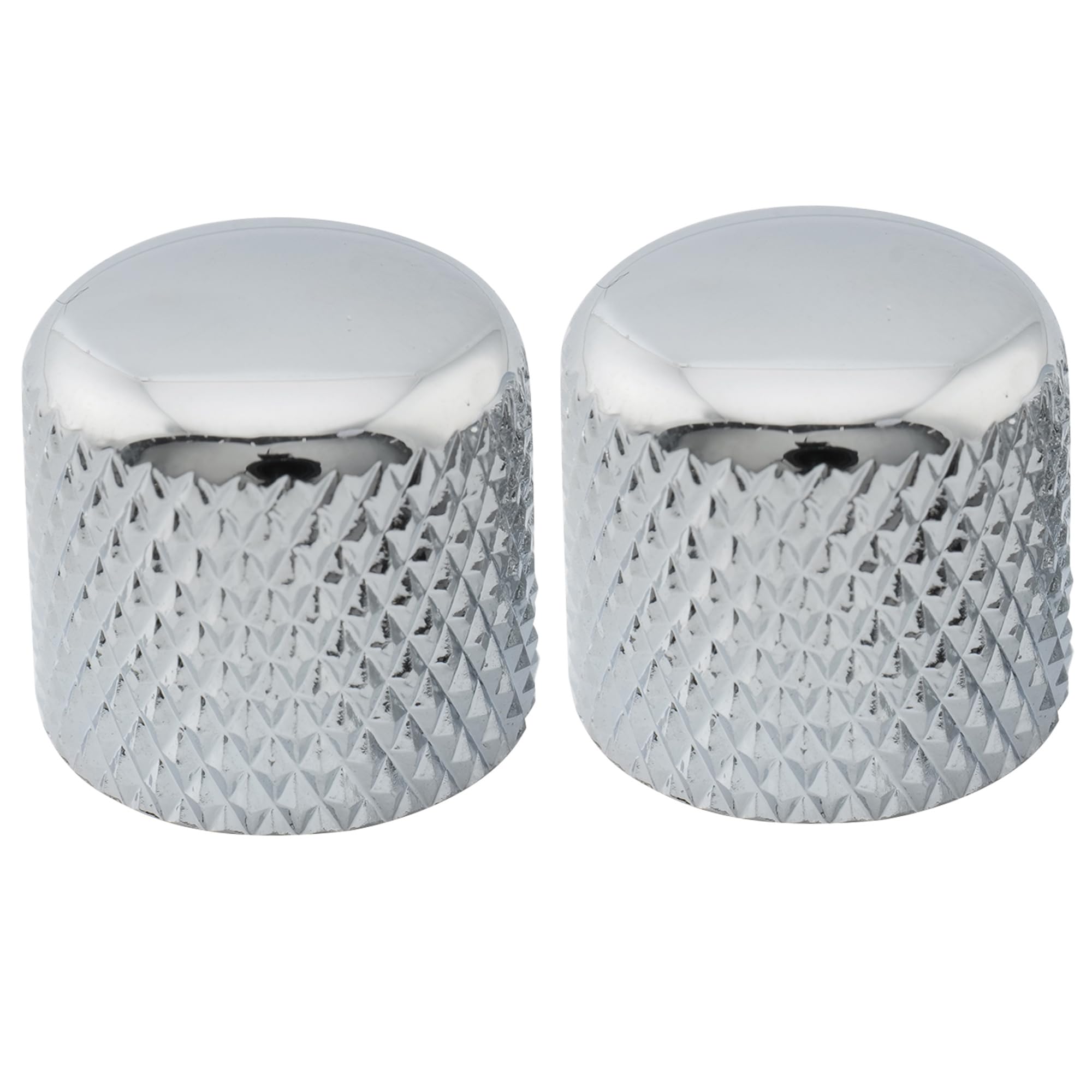 Musiclily Pro Inch Fine 24 Splines Steel Dome Knobs Push-on Control Knob 18mm for USA Electric Guitar or Bass, Chrome (Set of 2)