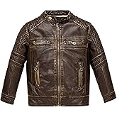 BUDERMMY Boys Motorcycle Jacket Faux Leather Jackets for Kids Coats for Costume Party Waterproof