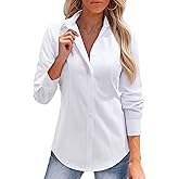 siliteelon Button Down Shirt for Women Long Sleeve Dress Shirts Fitted Work Blouse, Stain-Resistant for Business Casual Wear
