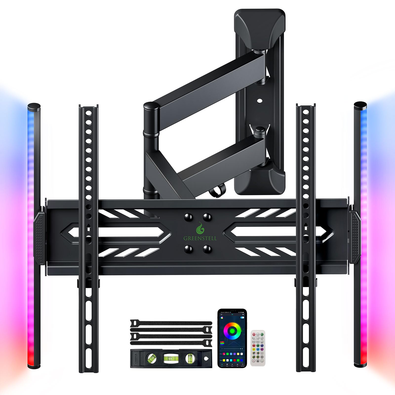 Greenstell TV Wall Mount with LED Lights, Full Motion TV Mount for 26 ...