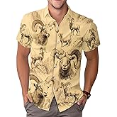 Farm Animal Print Short Sleeve Hawaiian Shirt, Funny Pattern Casual Button Shirt, Summer Shirt, Birthday Gifts