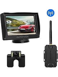 AUTO-VOX M1W Wireless Backup Camera Kit,IP 68 Waterproof LED Super Night Vision License Plate Reverse Rear View Back Up Car Camera,4.3'' TFT LCD Rearview Monitor for Vans,Camping Cars,Trucks,RVs